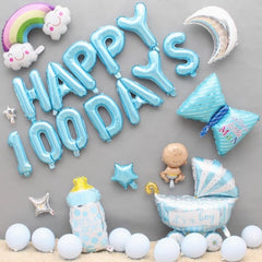 Full Moon 100 Days Banquet Stroller Balloon Background Wall Set (Blue)