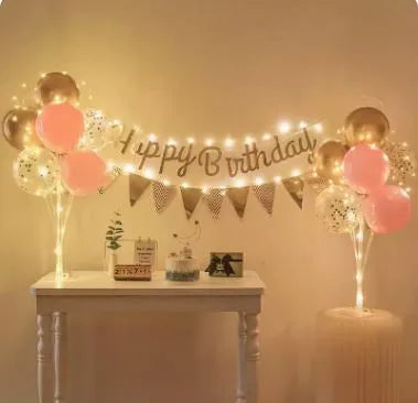 Glowing birthday balloon lighting combination (pink) 