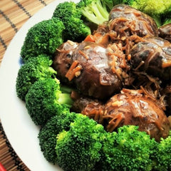 Grilled Broccoli with Abalone Sauce and Mushrooms (2 pounds)