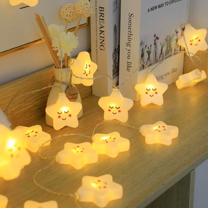 Star smiling face warm light LED light string (battery + USB dual use)